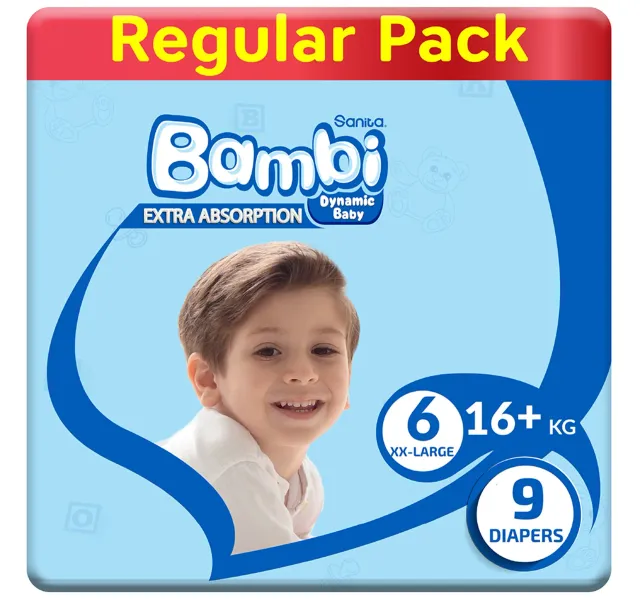 Sanita Bambi Extra Absorption Baby Diapers Size 6 XX-Large 16+kg 9 pcs