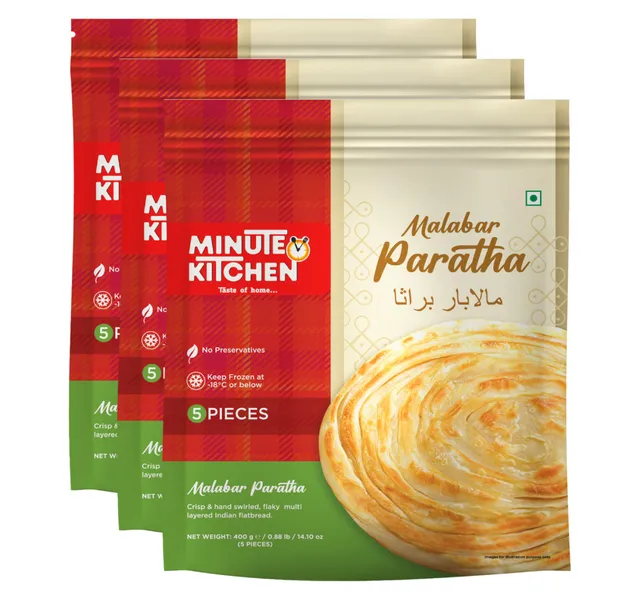 Minute Kitchen Frozen Malabar Paratha 5 Pcs 3 X 400 G