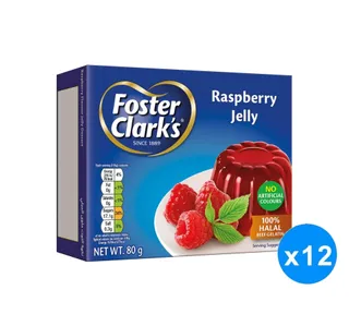 Foster Clarks Raspberry Flavour Jelly Dessert Value Pack 12 80 G