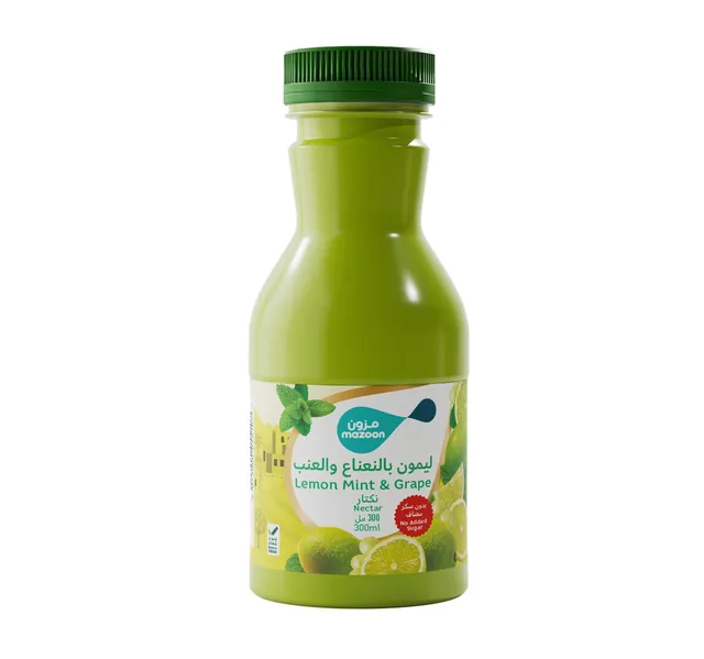 مزون بدون سكر مضاف نكتار ليمون نعناع وعنب 300 ml