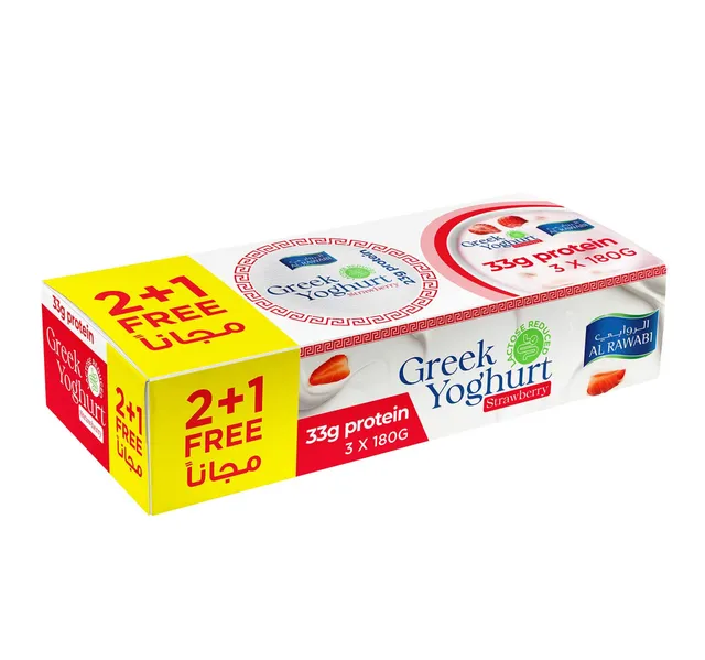 Al Rawabi Strawberry Greek Yoghurt 3 x 180 g