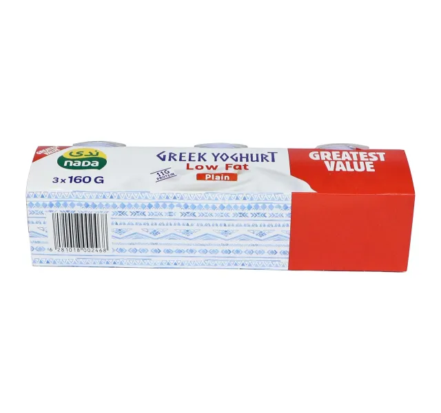 Nada Low Fat Plain Greek Yoghurt 3 x 160 g