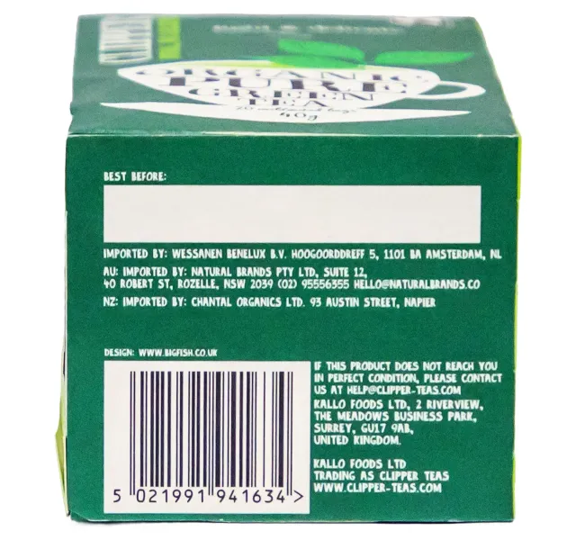 Clipper Organic Pure Green Tea 20 Teabags 40 G