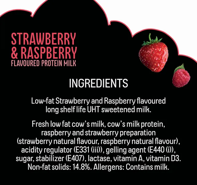Arla Strawberry & Raspberry Flavoured Protein Milk Lactose Free 225 ml