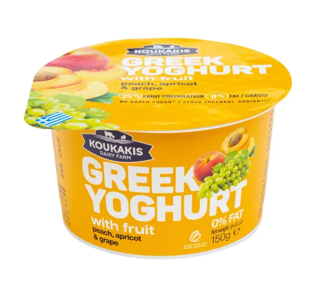 Koukakis Greek Yoghurt With Fruit Peach Apricot Grape 150 G