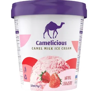 Camelicious Natural Strawberry Camel Milk Ice Cream 125 Ml