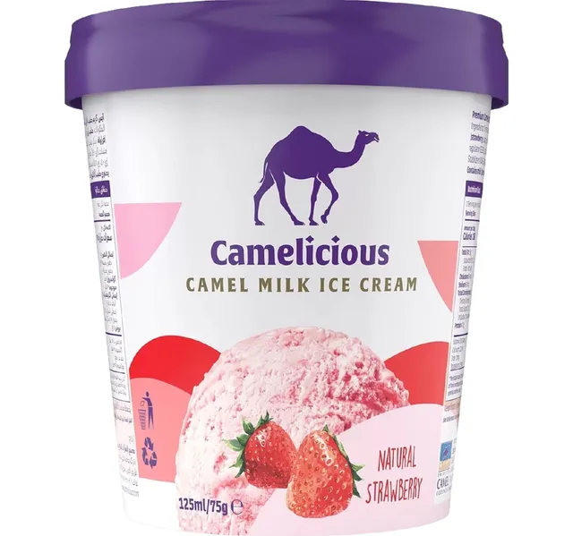 Camelicious Natural Strawberry Camel Milk Ice Cream 125 ml