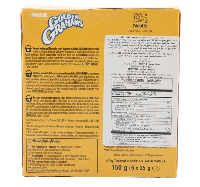 Nestle Golden Grahams Breakfast Cereal Bar 150 G