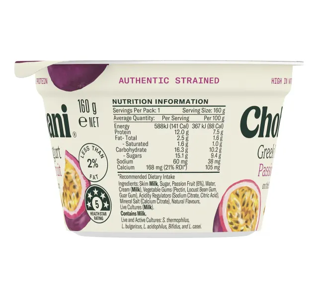 Chobani 12g Protein Passion Fruit Greek Yogurt 160 G