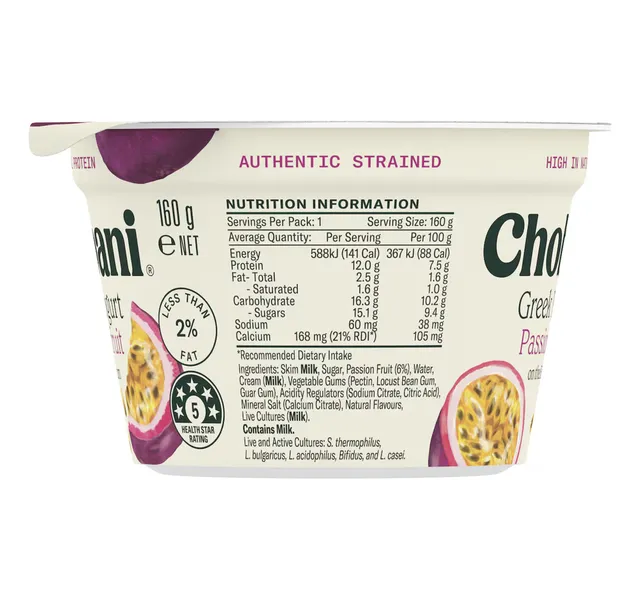Chobani 12g Protein Passion Fruit Greek Yogurt 160 g
