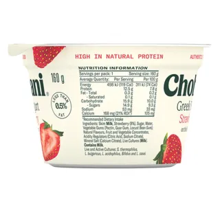 Chobani 12g Protein Strawberry Greek Yogurt 160 G
