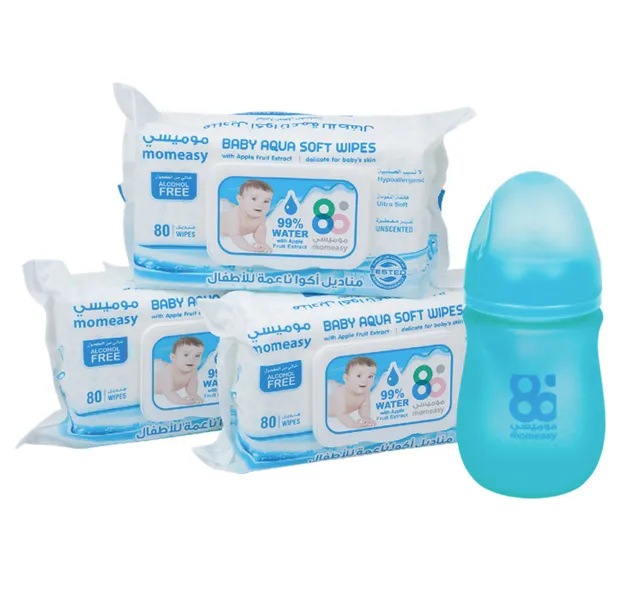 Mom Easy Baby Aqua Soft Wipes 3 X 80 Pcs Feeding Bottle