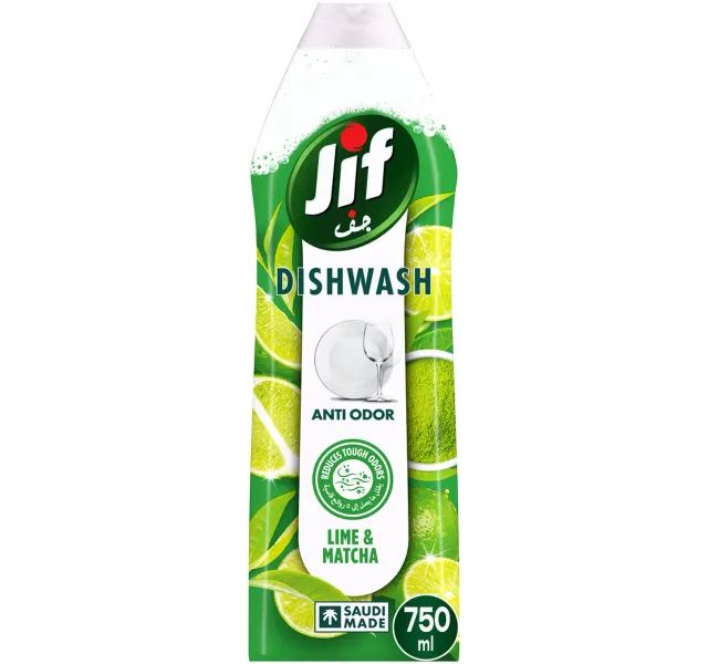 Jif Anti Odor Dishwashing Liquid Lime Matcha Tea Double Foam Power 750 Ml