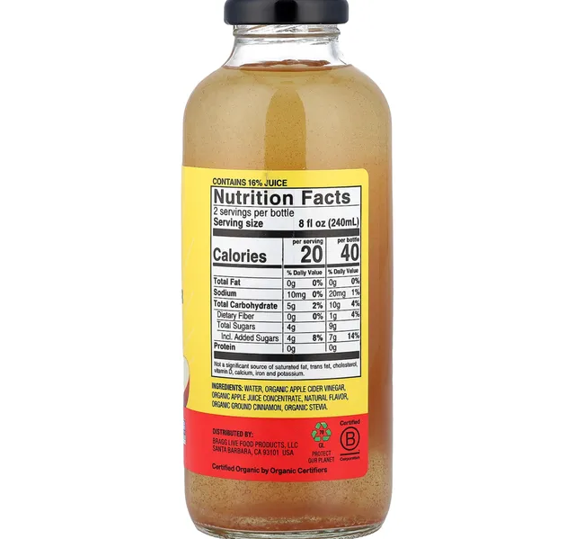 Bragg Organic Apple Cinnamon Apple Cider Vinegar Drink 473 ml