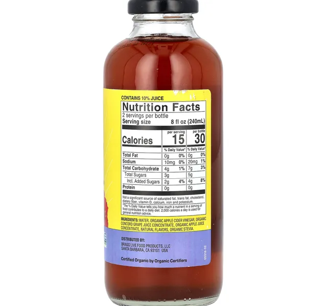 Bragg Organic Concord Grape Hibiscus Apple Cider Vinegar Drink 473 Ml
