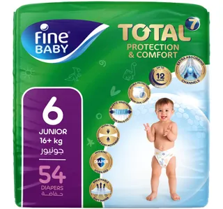 Fine Baby Diapers Total 7 Size 6 Junior 16+ kg 54 pcs