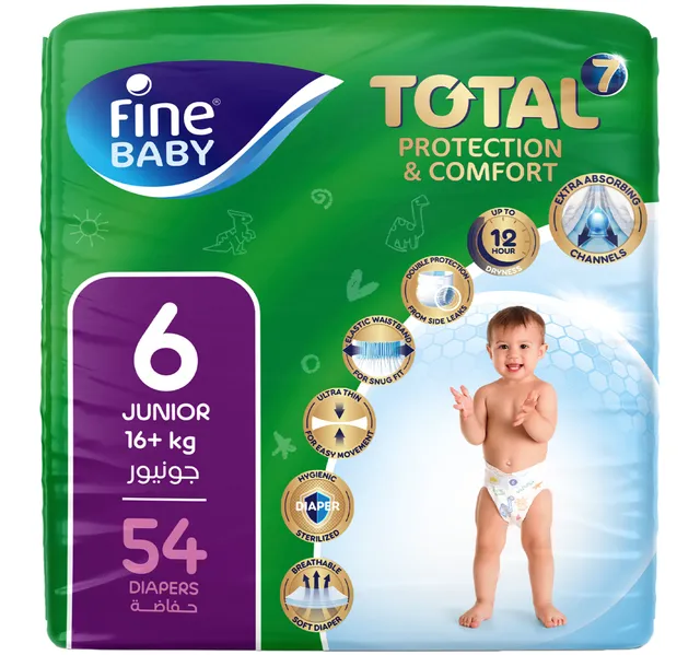 Fine Baby Diapers Total 7 Size 6 Junior 16+ kg 54 pcs