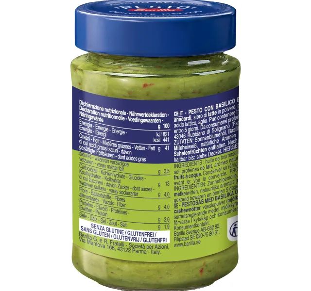 Barilla Pesto Basilico Peperoncino Pasta Sauce 195 G