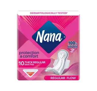 Nana Protection & Comfort Maxi Thick Sanitary Pads with Wings For Regular Flow 10 pcs