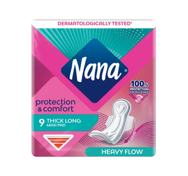 Nana Protection & Comfort Maxi Thick Long Pads with Wings 9 Pads