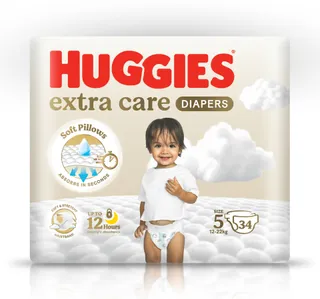 Huggies Extra Care Baby Diaper Size 5 12-22 kg Value Pack 34 pcs