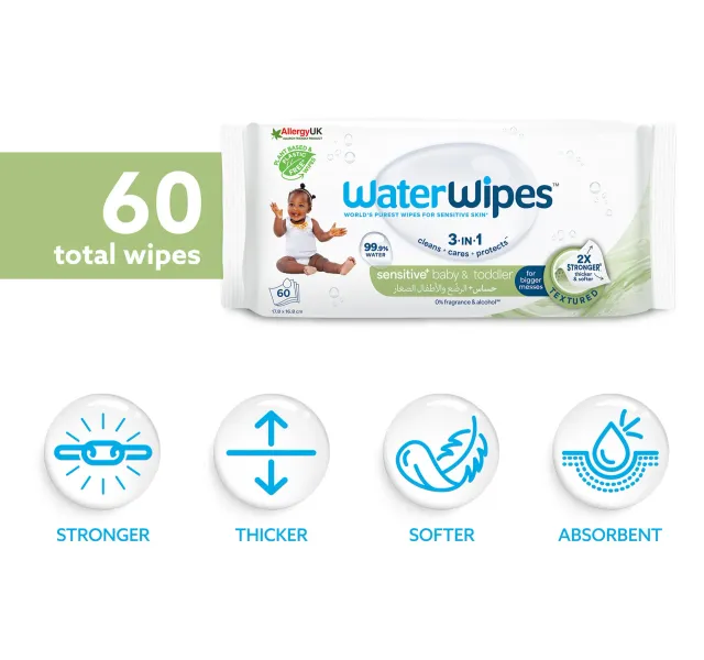 Waterwipes Sensitive Baby Toddler Wipes 60 Pcs