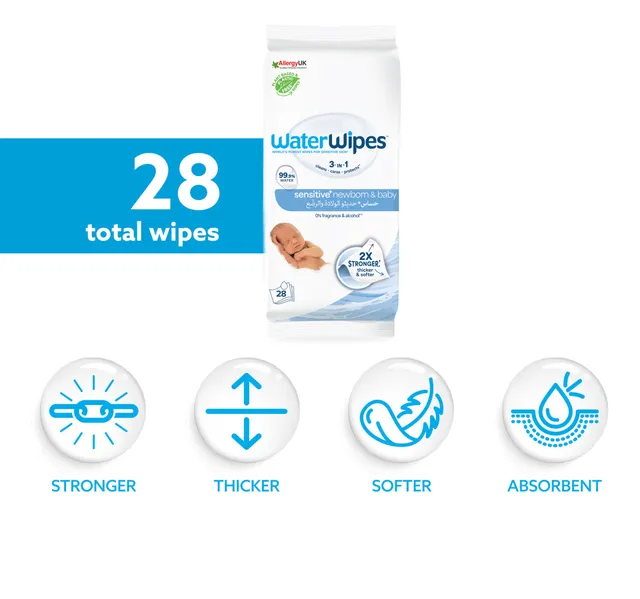 Waterwipes Sensitive Newborn Baby Wipes 28 Pcs