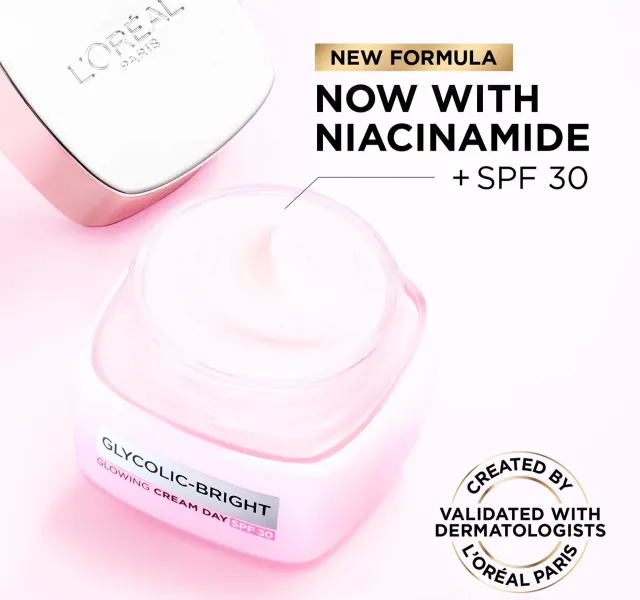 لوريال باريس كريم النهار بالجليكوليك لبشرة مشرقة مع عامل حماية SPF17 ، عبوة 50 مل