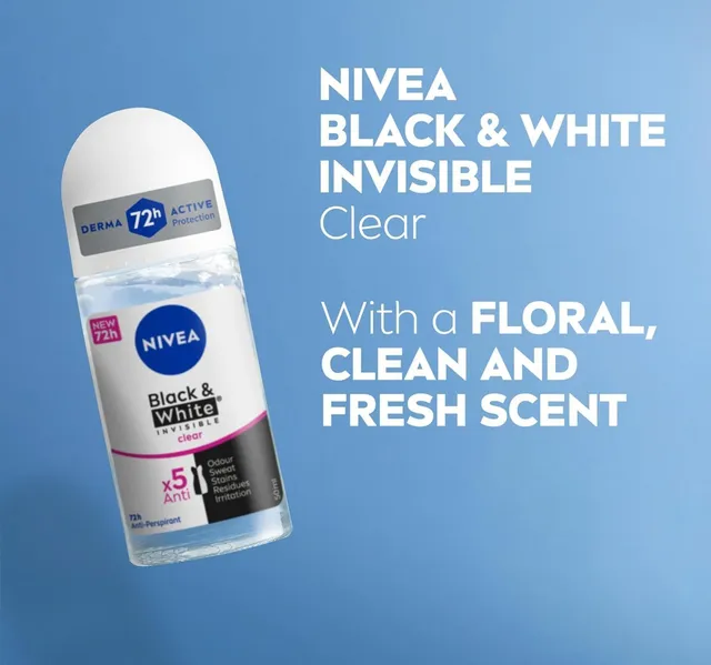 Nivea Women Black & White Invisible Roll-On Deodorant 2 x 50 ml