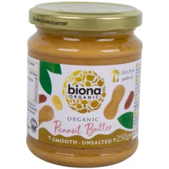 Biona Organic Peanut Butter Smooth And Unsalted 250g