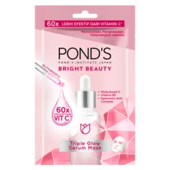 Ponds Bright Beauty Triple Glow Serum Sheet Mask With Niacinamide And Hyaluronic Acid 20g