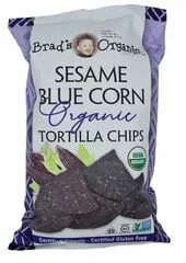 Brads Organic Sesame Blue Corn Tortilla Chip Gluten Free 9 Oz