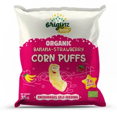Originz Kids Organic Banana And Strawberry Corn Puffs 35 G