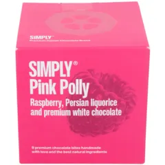 Simply Pink Polly Raspberries Persian Liquorice White Chocolate And Premium Milk Chocolate 90 G