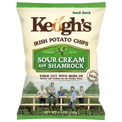 Keoghs Sour Cream And Shamrock Irish Potato Chips Thick Cut With Skins On 125g