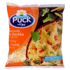 Puck Shredded Mozzarella And Cheddar Tangy Taste 400g