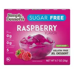 Simply Desserts Plant-Based Sugar Free Raspberry Flavor Gelatin Free Jelly Dessert 20g