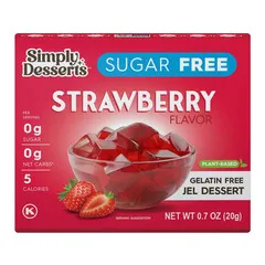 Simply Desserts Plant-Based Sugar Free Strawberry Flavor Gelatin Free Jelly Dessert 20g