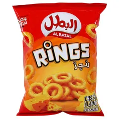 Al Batal Rings Cheese Flavored Corn Snacks 90g