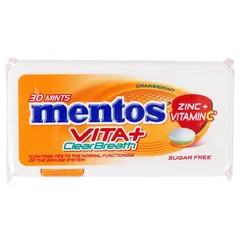 Mentos 30 Mints Vita Plus Clear Breath Orange Mint Sugar Free Candy 21g