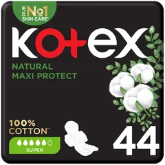 Natural Maxi Protect Super Sanitary Pads with Wings 100% Cotton