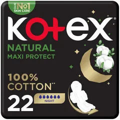 Natural Maxi Protect Night Sanitary Pads with Wings 100% Cotton