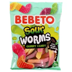 Bebeto Sour Worms Gummy Candy 80g