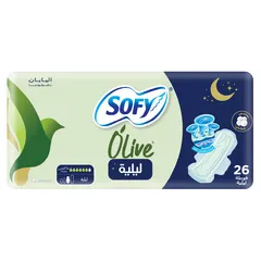Olive Night Moisturising Olive Oil Cotton Touch Maxi Thick Night Pads with Wings