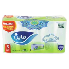 Fine Fluffy Facial Tissues 200 Sheets 5 Packs