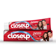 Triple Fresh Gel Toothpaste For 12 Hours Fresh Breath Red Hot Flavor with Antibacterial Mouthwash & Microshine Crystals