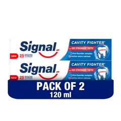 Signal Fluoride Toothpaste Cavity Fighter For 10x Stronger Teeth 2 × 120ml