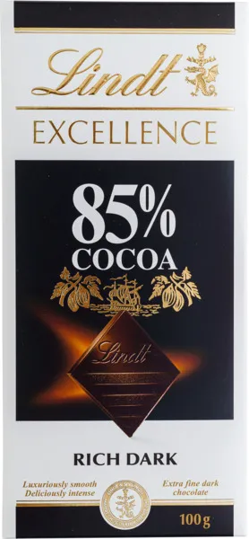 Lindt Excellence 85% Cocoa Dark Chocolate Bar 100G