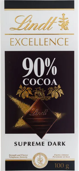 Lindt Excellence 90% Cocoa Dark Chocolate Bar 100G