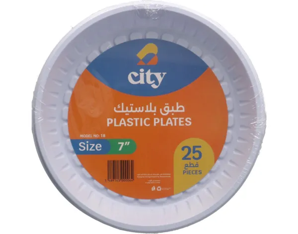 City Round Plastic Plate 25X7"